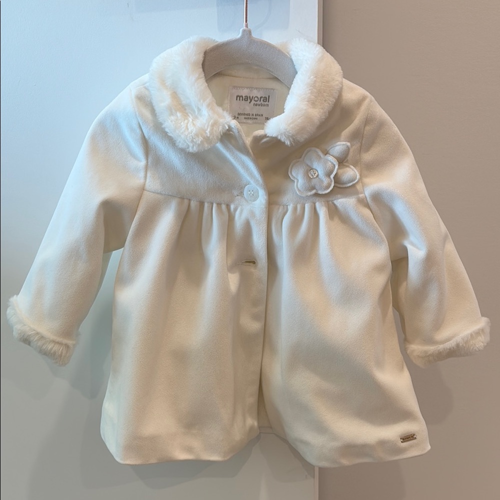Mayoral White Baby Girl Pea Coat